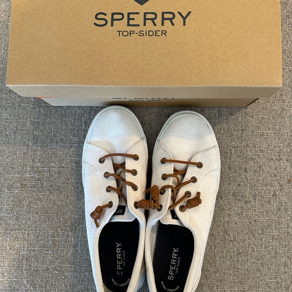 Women’s Sperry White Top-Sider Sneakers, Size 9.5